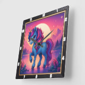 Kleurrijke Unicorn Sunset Fantasy Vierkante Klok (Hoek)