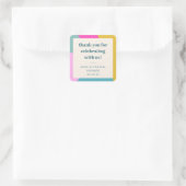 Kleurrijke unieke aangepaste bruidsdouche bedankje vierkante sticker (Tas)