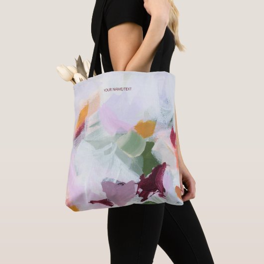 Kleurrijke unieke Abstracte kunst gepersonaliseerd Tote Bag (Dichtbij)