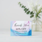 Kleurrijke unieke blauwe roze inkt korting visitekaartje (Staand voorkant)