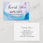 Kleurrijke unieke blauwe roze inkt korting visitekaartje (Voorkant / Achterkant)