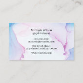 Kleurrijke unieke blauwe roze inkt ontwerper visitekaartje (Achterkant)