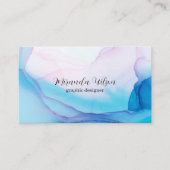 Kleurrijke unieke blauwe roze inkt ontwerper visitekaartje (Voorkant)