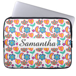 Kleurrijke unieke bloemen laptop sleeve