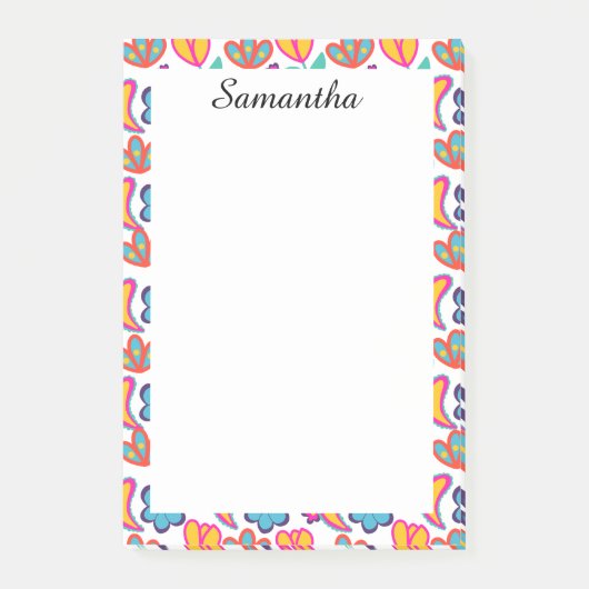 Kleurrijke unieke bloemen post-it® notes (Voorkant)