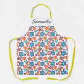 Kleurrijke unieke bloemen schort (Voorkant)