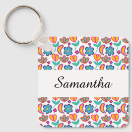 Kleurrijke unieke bloemen sleutelhanger