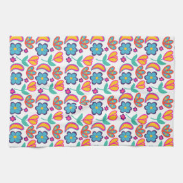 Kleurrijke unieke bloemen theedoek