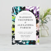 Kleurrijke & Unieke Floral bruiloft uitnodiging (Staand voorkant)