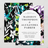 Kleurrijke & Unieke Floral bruiloft uitnodiging (Voorkant / Achterkant)