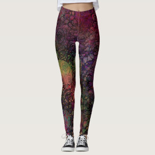 Kleurrijke, unieke, gekke cirkels met handtekening leggings