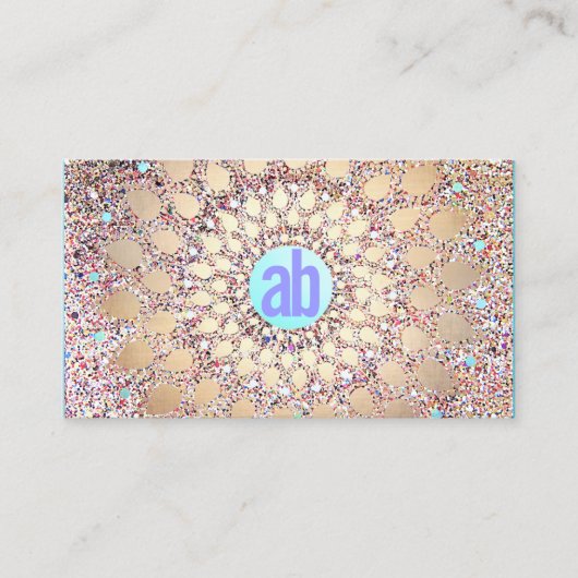 Kleurrijke, unieke gouden en feestelijke monogram visitekaartje (Voorkant)