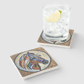 Kleurrijke unieke paard faux mozaïek kunst stenen onderzetter (Zijkant)