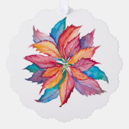 Kleurrijke unieke Poinsettia Kerst Ornament Kaart