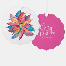 Kleurrijke unieke Poinsettia Kerst Ornament Kaart