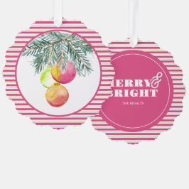 Kleurrijke unieke roze kerst ornament kaart