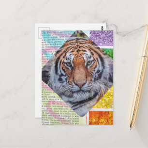 Kleurrijke Unieke Tijger Collage Briefkaart