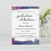 Kleurrijke, unieke uitnodiging voor afstudeerfeest (Staand voorkant)