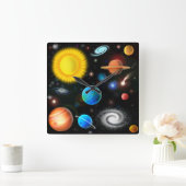Kleurrijke Universe Astronomie Space Wall-klok Vierkante Klok (Huis)
