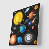 Kleurrijke Universe Astronomie Space Wall-klok Vierkante Klok (Hoek)