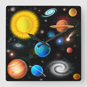 Kleurrijke Universe Astronomie Space Wall-klok Vierkante Klok