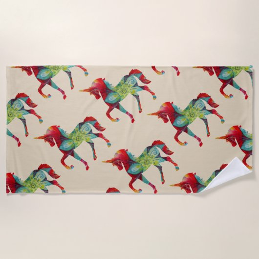 Kleurrijke unocorn strandlaken (Voorkant)