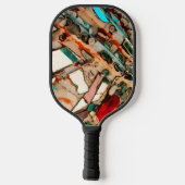 Kleurrijke Upcycled Art Pickleball Paddle (Achterkant)