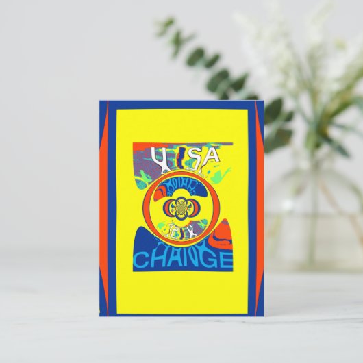 Kleurrijke USA Change: een feestelijk ontwerp Briefkaart (Staand voorkant)