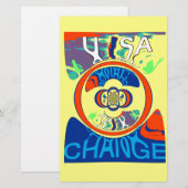 Kleurrijke USA Change: een feestelijk ontwerp Briefpapier (Voorkant / Achterkant)