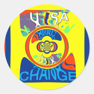 Kleurrijke USA Change: een feestelijk ontwerp Ronde Sticker