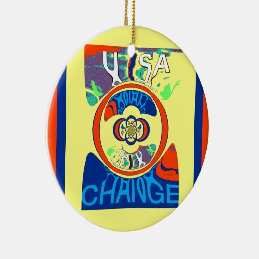 Kleurrijke USA Change: een feestelijke design art  Keramisch Ornament (Rechts)
