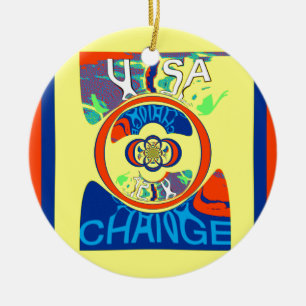 Kleurrijke USA Change: een feestelijke design art  Keramisch Ornament