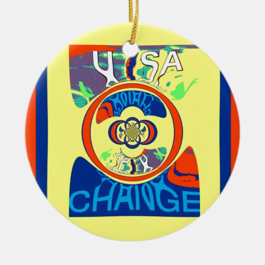 Kleurrijke USA Change: een feestelijke design art  Keramisch Ornament (Voorkant)