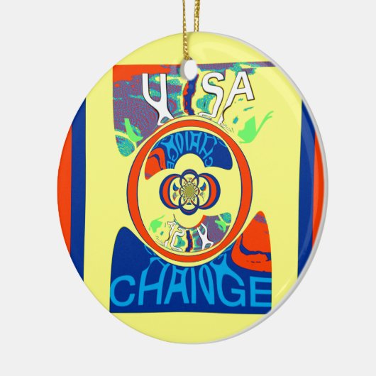 Kleurrijke USA Change: een feestelijke design art  Keramisch Ornament (Links)