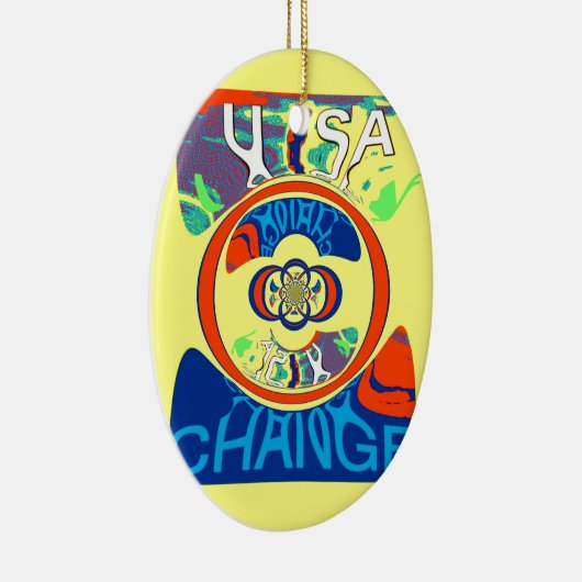Kleurrijke USA Change: een feestelijke design art  Keramisch Ornament (Rechts)