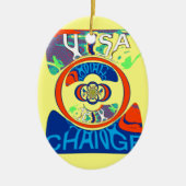 Kleurrijke USA Change: een feestelijke design art  Keramisch Ornament (Voorkant)