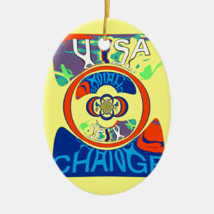 Kleurrijke USA Change: een feestelijke design art  Keramisch Ornament