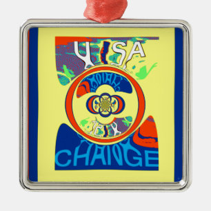 Kleurrijke USA Change: een feestelijke design art  Metalen Ornament