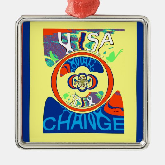 Kleurrijke USA Change: een feestelijke design art  Metalen Ornament (Voorkant)
