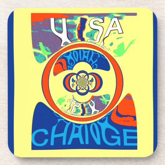 Kleurrijke USA Change: een feestelijke design art Onderzetter (Voorkant)