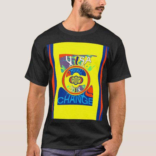 Kleurrijke USA Change: een feestelijke design art T-shirt (Voorkant)