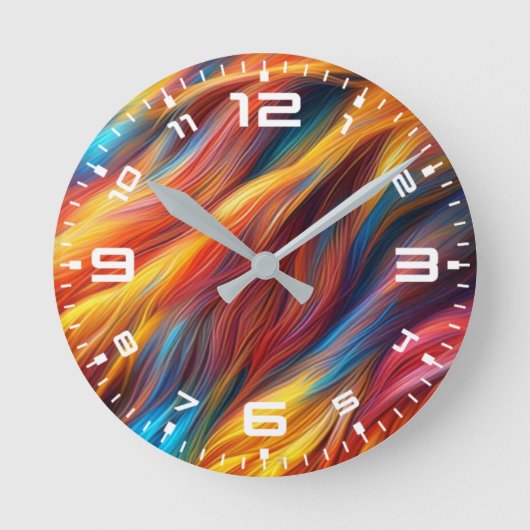 Kleurrijke vachttextuur achtergrond-68454 ronde klok (Voorkant)
