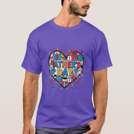 Kleurrijke Vaderdag Heart Design T-shirt