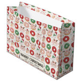 Kleurrijke vakantie snoepjes Custom Merry Christma Groot Cadeauzakje (Voorkant Gekanteld)