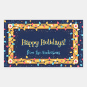 Kleurrijke Vakantie Twinkle String Lichten Kerstmi Rechthoekige Sticker (Voorkant)