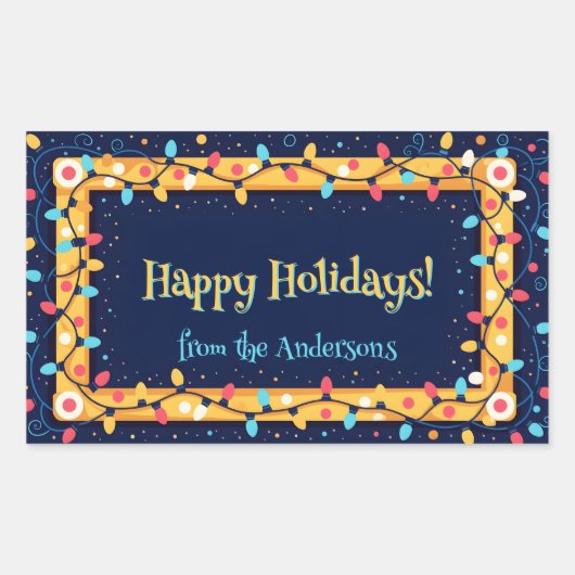 Kleurrijke Vakantie Twinkle String Lichten Kerstmi Rechthoekige Sticker (Voorkant)