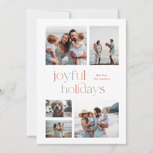 Kleurrijke vakantie vrolijke typografie fotokaart feestdagenkaart (Voorkant)