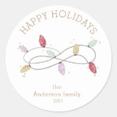 Kleurrijke vakantielichten gelukkige feestdagen ronde sticker (Voorkant)