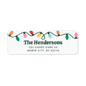 Kleurrijke vakantielichten retourlabel etiket (Voorkant)