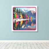 Kleurrijke vakantiereflecties bij het meer canvas afdruk (Insitu (Houten vloer))